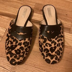 Cole Haan slippers / slides pony hair leopard print